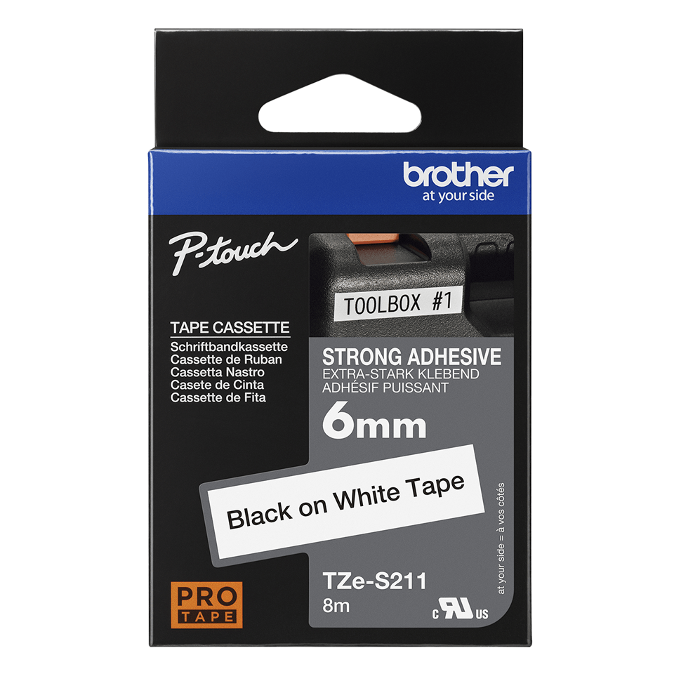 Eredeti Brother TZe-S211 szalag – Fehér alapon fekete, 6mm széles 3
